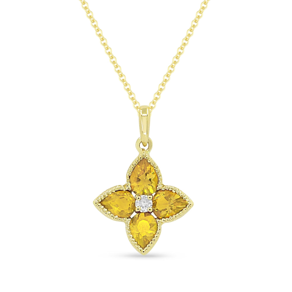 Madison L 14K Yellow Gold 0.64ctw Floral Style Citrine Necklace