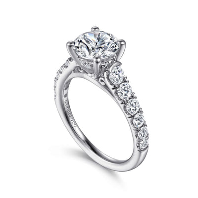 Gabriel 14K White Gold .76ctw 4 Prong Style Diamond Semi-Mount Engagement Ring