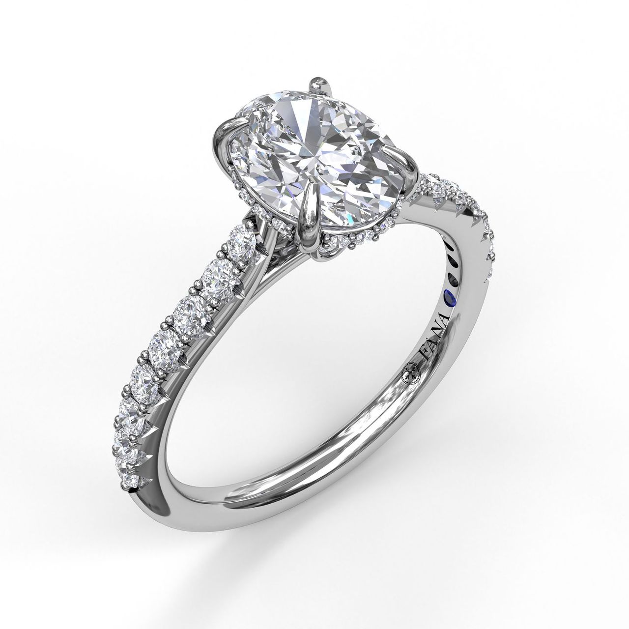 Fana 14K White Gold .39ctw Hidden Halo Style Diamond Semi-Mount Engagement Ring