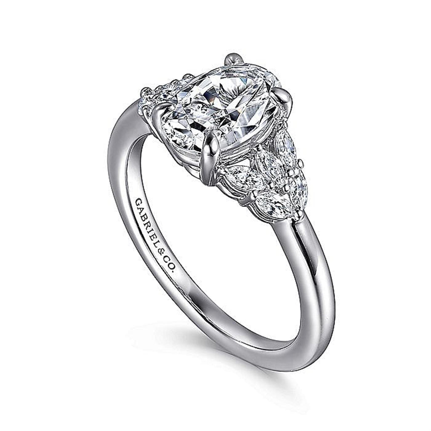Gabriel 14K White Gold 0.29ctw 4 Prong Style Diamond Semi-Mount Engagement Ring