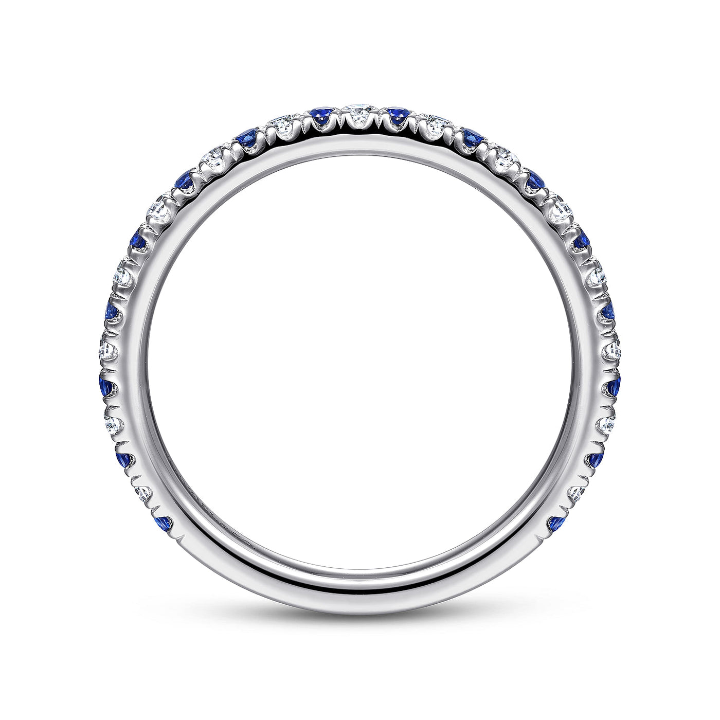 Gabriel 14K White Gold .39ctw Band Style Sapphires and Diamonds Ring