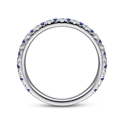 Gabriel 14K White Gold .39ctw Band Style Sapphires and Diamonds Ring