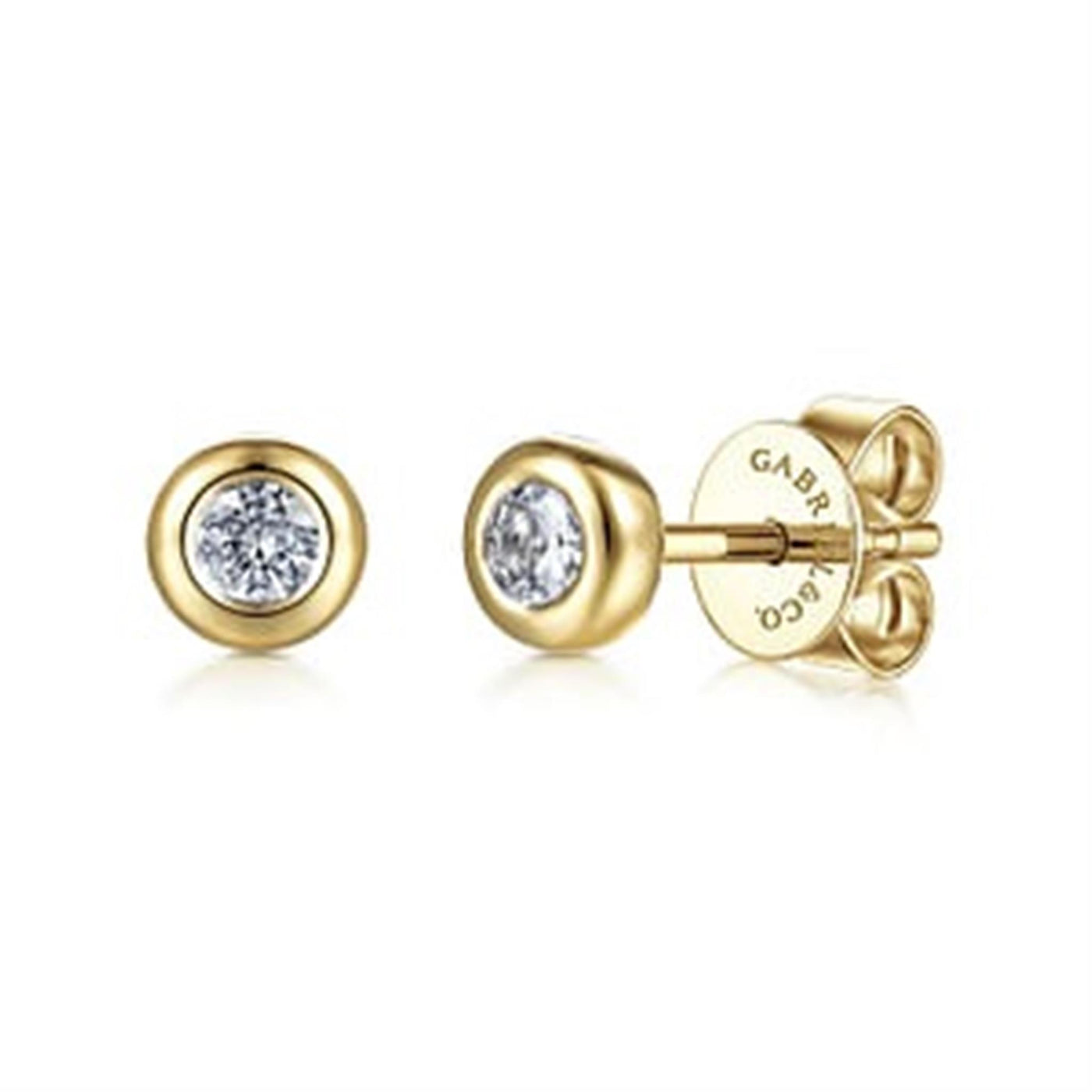 Gabriel 14K Yellow Gold 0.20ctw Stud Style Round Sapphires Earrings