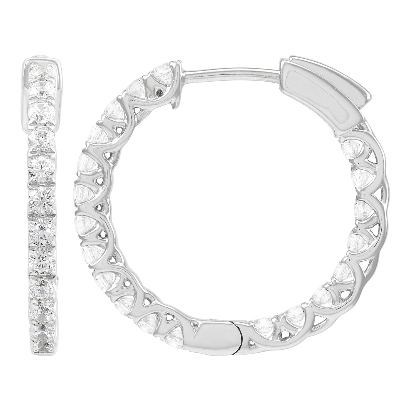 Armadani 14K White Gold 1.00ctw Round Hoop Style Lab Grown Diamond Earrings