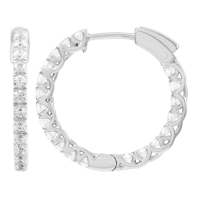 Armadani 14K White Gold 1.00ctw Round Hoop Style Lab Grown Diamond Earrings
