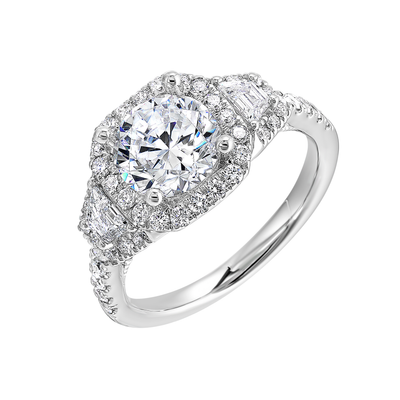 14K White Gold 2.5ctw Cushion Halo Lab Grown Diamond Engagement Ring