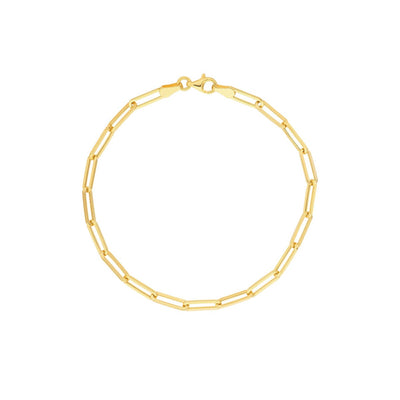 14K Yellow Gold 8" Solid Paper Clip Fashion Bracelet