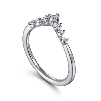 Gabriel 14K White Gold 0.27ctw Contoured Diamond Band