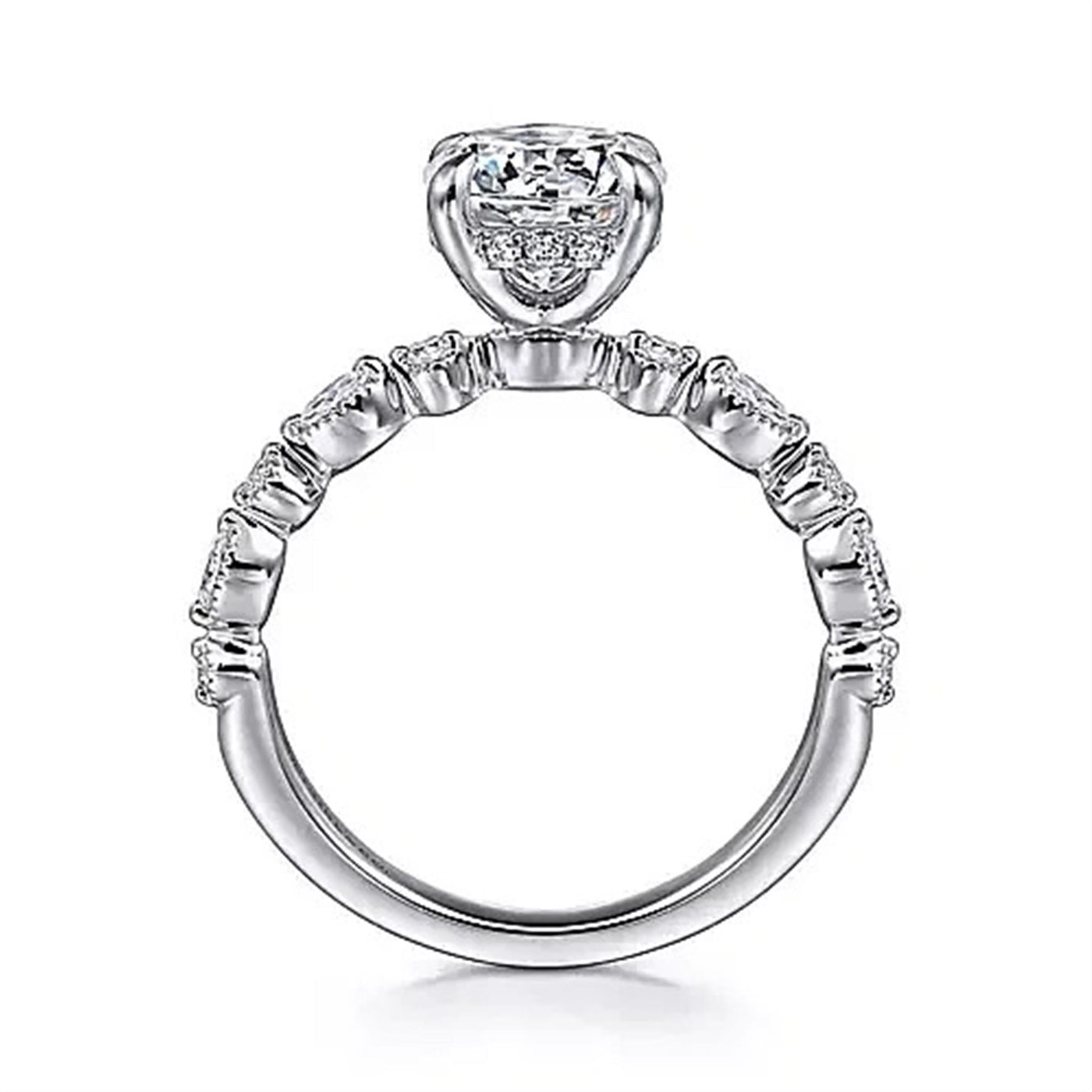 Gabriel - Contemporary Collection 14K White Gold .28ctw 4 Prong Style Diamond Semi-Mount Engagement Ring