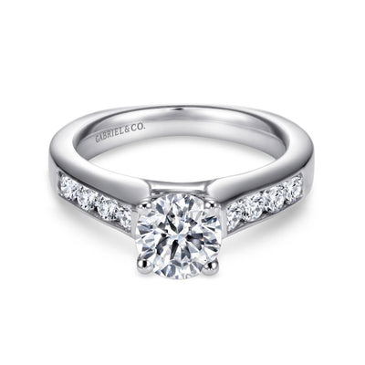 Gabriel 14K White Gold .51ctw 4 Prong Style Diamond Semi-Mount Engagement Ring
