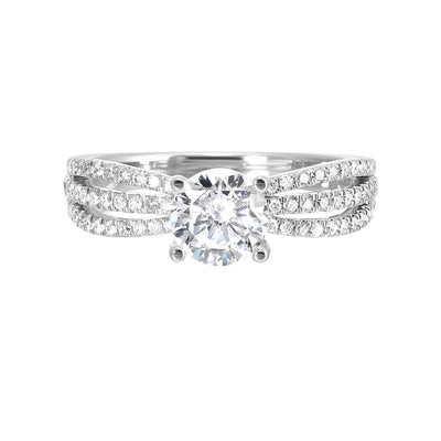 Thollot-Colorado Cut 14K White Gold .33ctw 4 Prong Style Diamond Semi-Mount Engagement Ring