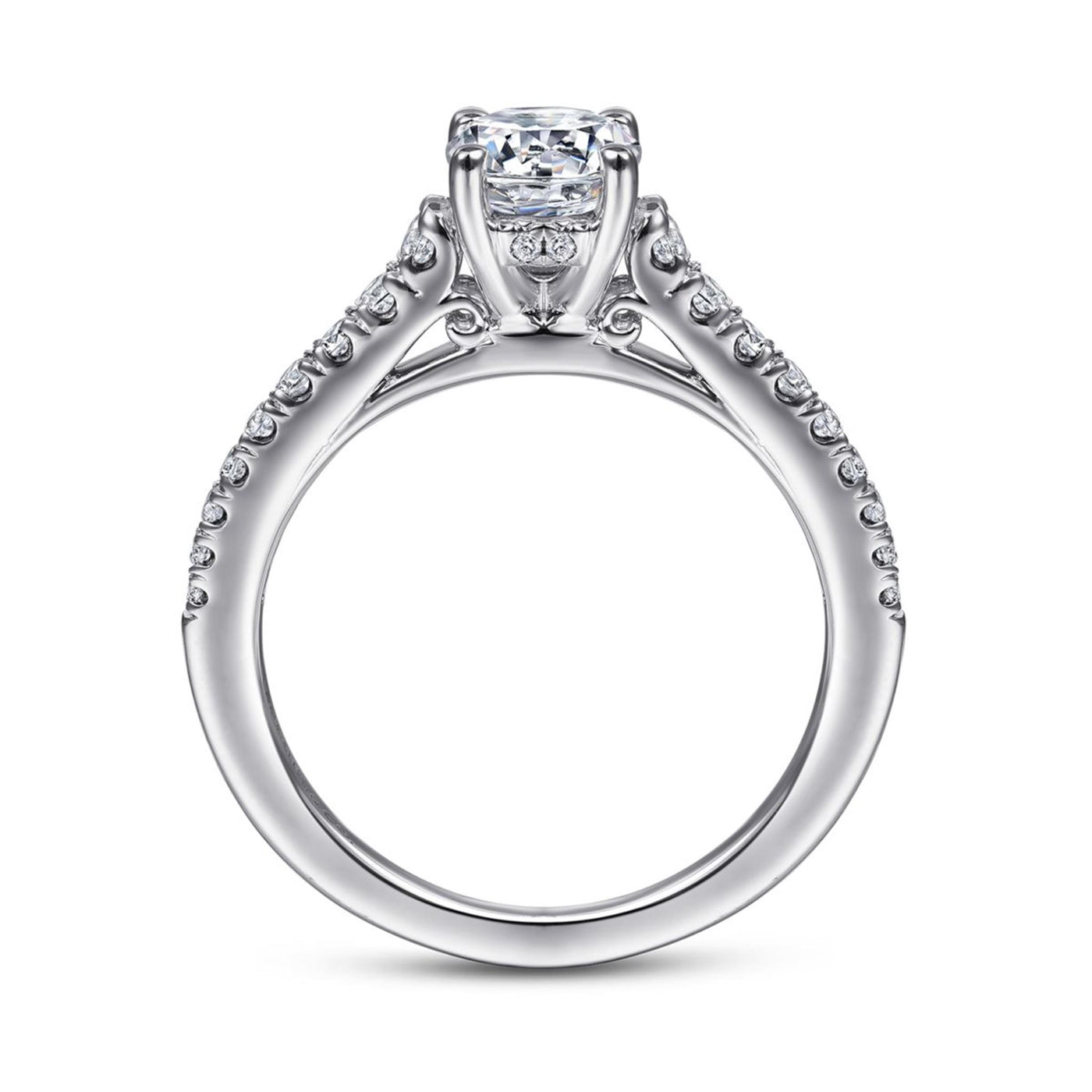 Gabriel 14K White Gold .28ctw 4 Prong Style Diamond Semi-Mount Engagement Ring