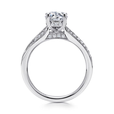 Gabriel 14K White Gold .25ctw 4 Prong Style Diamond Semi-Mount Engagement Ring