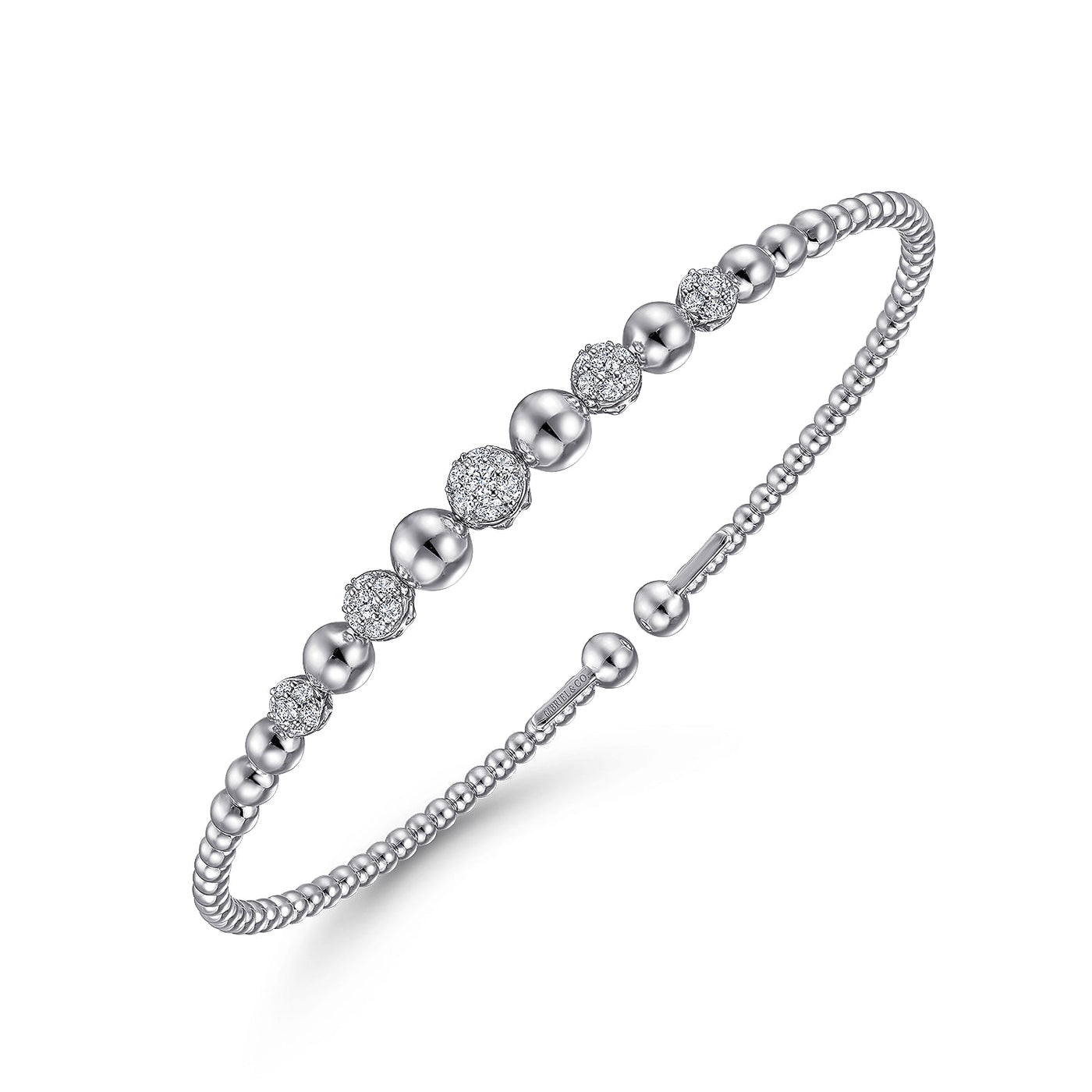 Gabriel 14K White Gold 0.34ctw 6.25" Bangle Style Diamond Bracelet