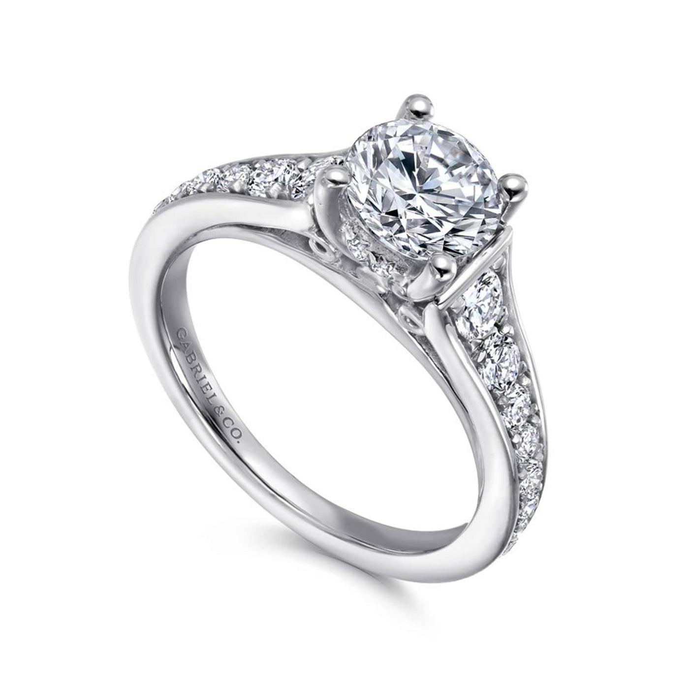 Gabriel 14K White Gold .27ctw 4 Prong Style Diamond Semi-Mount Engagement Ring