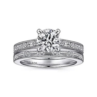 Gabriel - Classic Collection 14K White Gold .39ctw 4 Prong Style Diamond Semi-Mount Engagement Ring