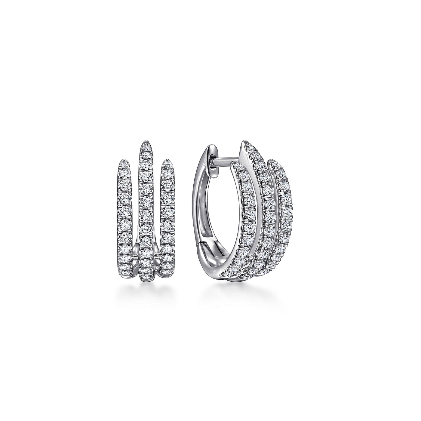 Gabriel 14K White Gold 0.53ctw Traditional Huggie Style Diamond Earrings