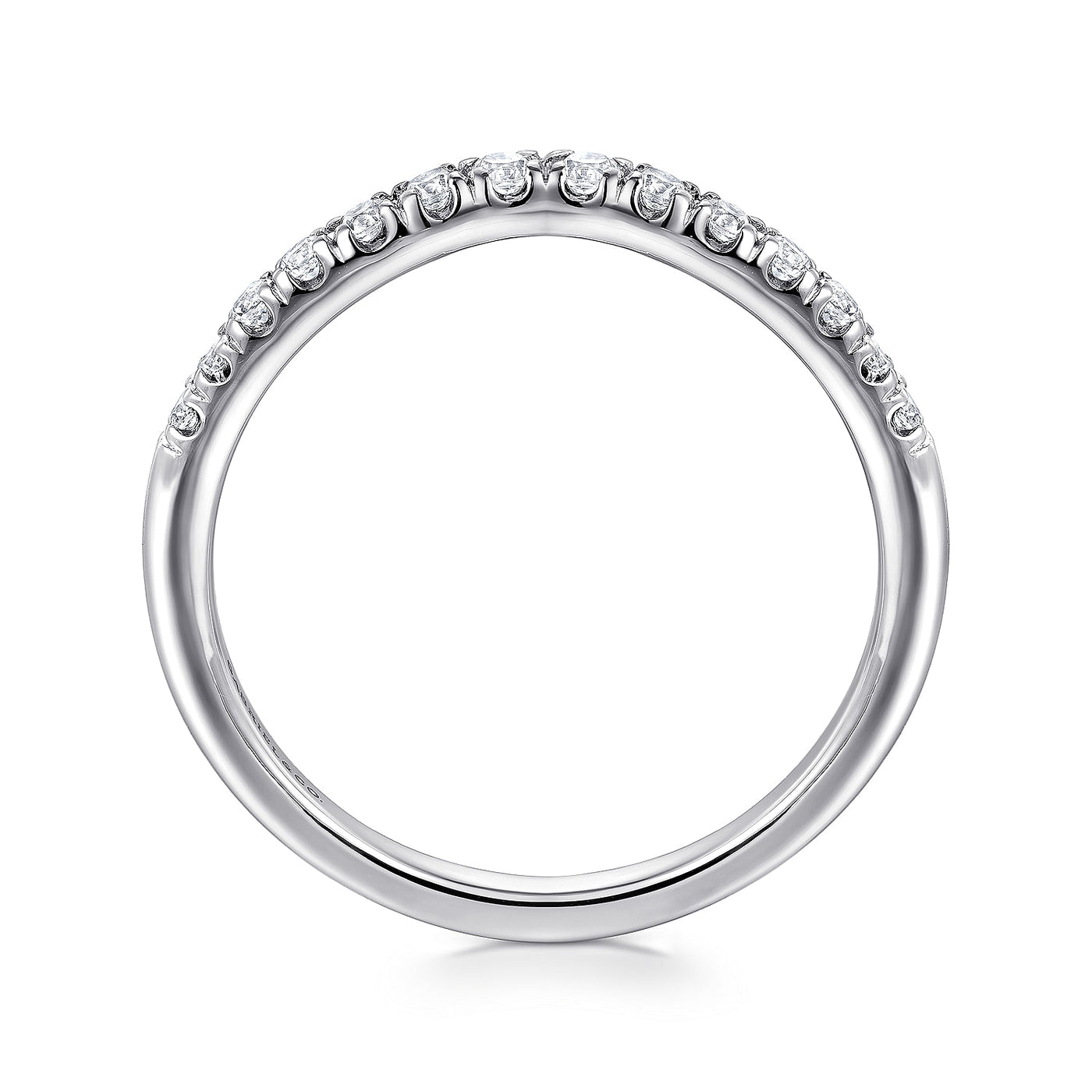 Gabriel 14K White Gold 0.25ctw Contoured Diamond Band