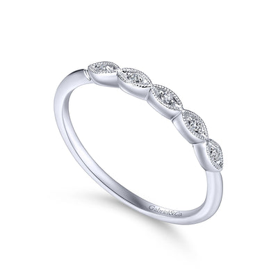 Gabriel 14K White Gold .03ctw Diamond Wedding Band