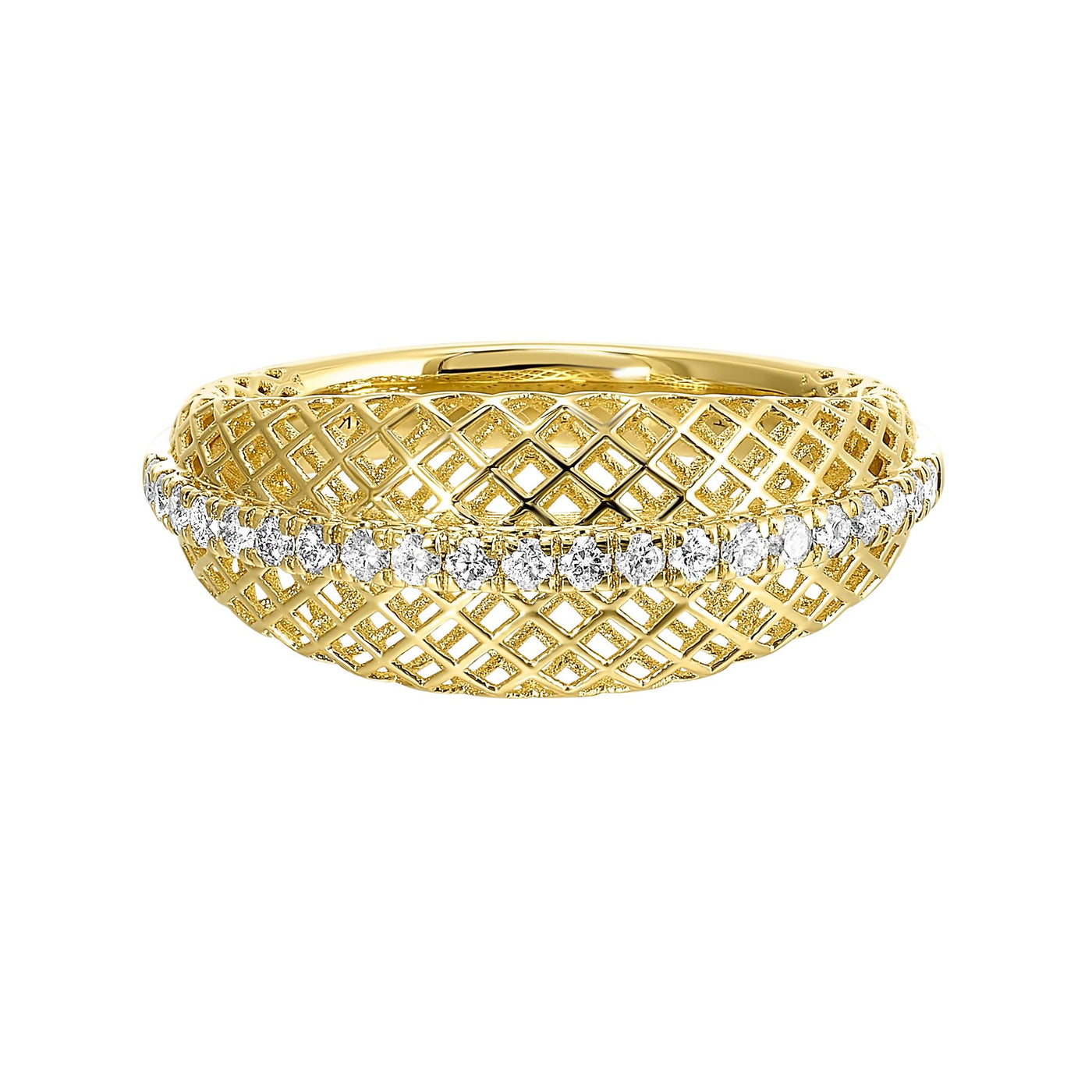 10K Yellow Gold 0.25ctw Woven Dome Diamond Fashion Ring