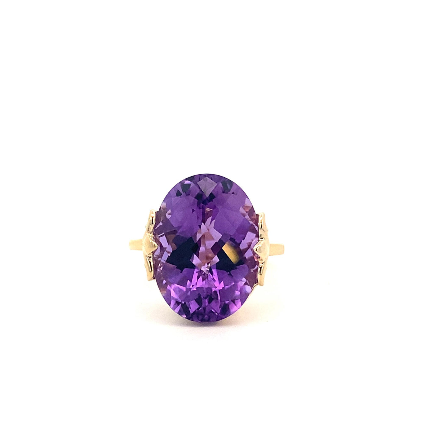 Estate 14K Yellow Gold 11.00ctw Solitaire Style Amethyst Ring