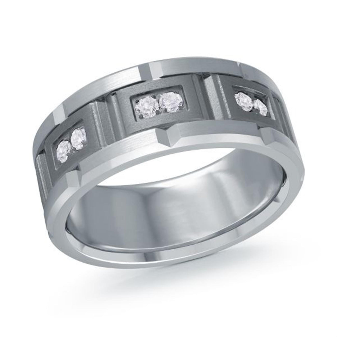 Malo 9mm 0.04ctw Tantalum and 14K White Gold Wedding Band