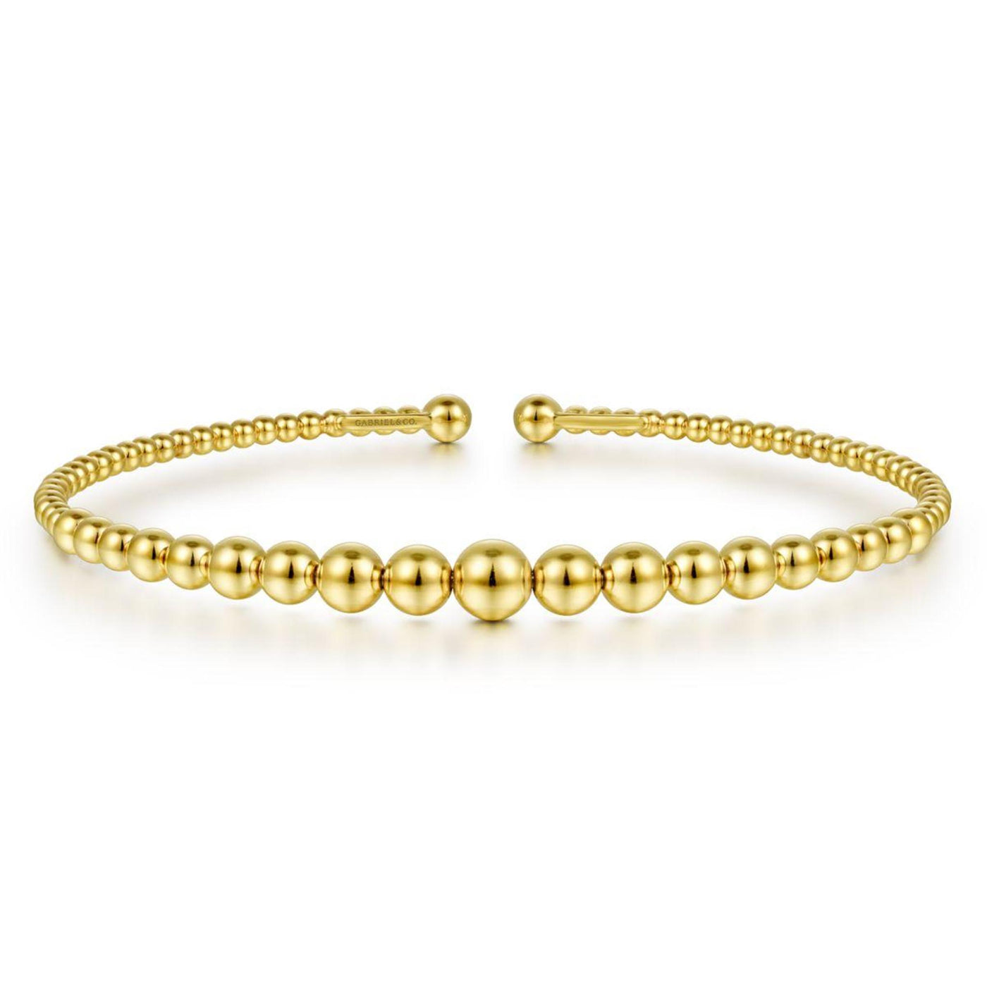Gabriel 14K Yellow Gold 6.25" Solid Cuff Bead Fashion Bracelet