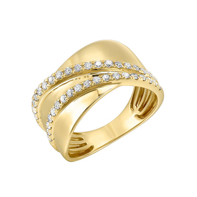 14K Yellow Gold .38ctw Cigar Diamond Fashion Ring