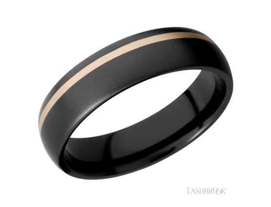 Lashbrook 6mm Black Zirconium and 14K Yellow Gold Wedding Band