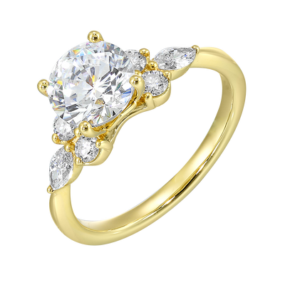 Thollot-Colorado Cut 14K Yellow Gold 0.63ctw 4 Prong Style Diamond Semi-Mount Engagement Ring