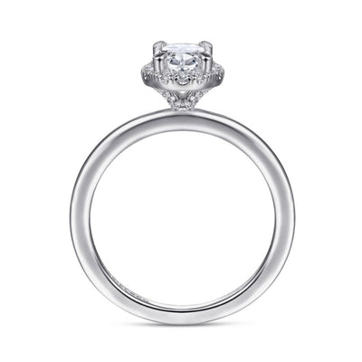 Gabriel 14K White Gold .13ctw Oval Halo Style Diamond Semi-Mount Engagement Ring