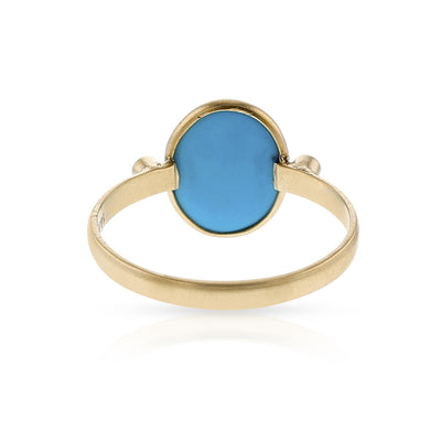 14K Yellow Gold 2.08ctw Contemporary Style Turquoise and Diamonds Ring