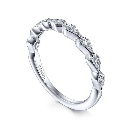 Gabriel 14K White Gold 0.07ctw Diamond Wedding Band