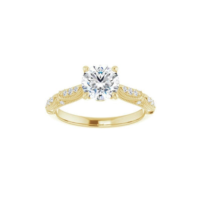 14K Yellow Gold .10ctw 4 Prong Style Diamond Semi-Mount Engagement Ring