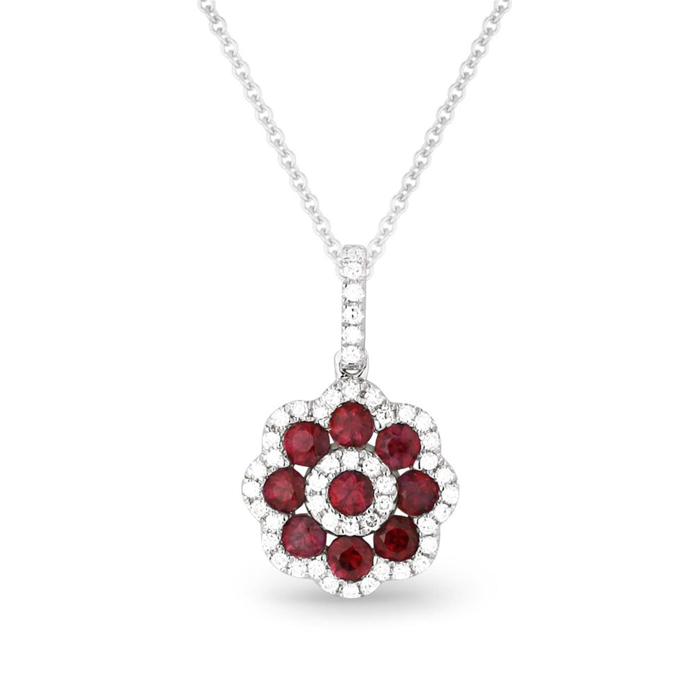 Madison L 14K White Gold 0.87ctw Floral Style Ruby Necklace