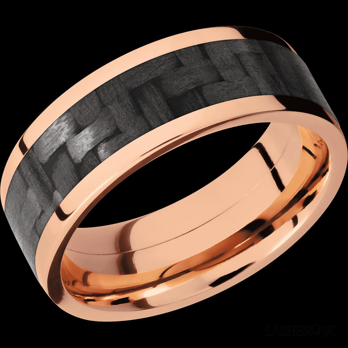 14K Rose Gold 8.0mm Flat Wedding Band