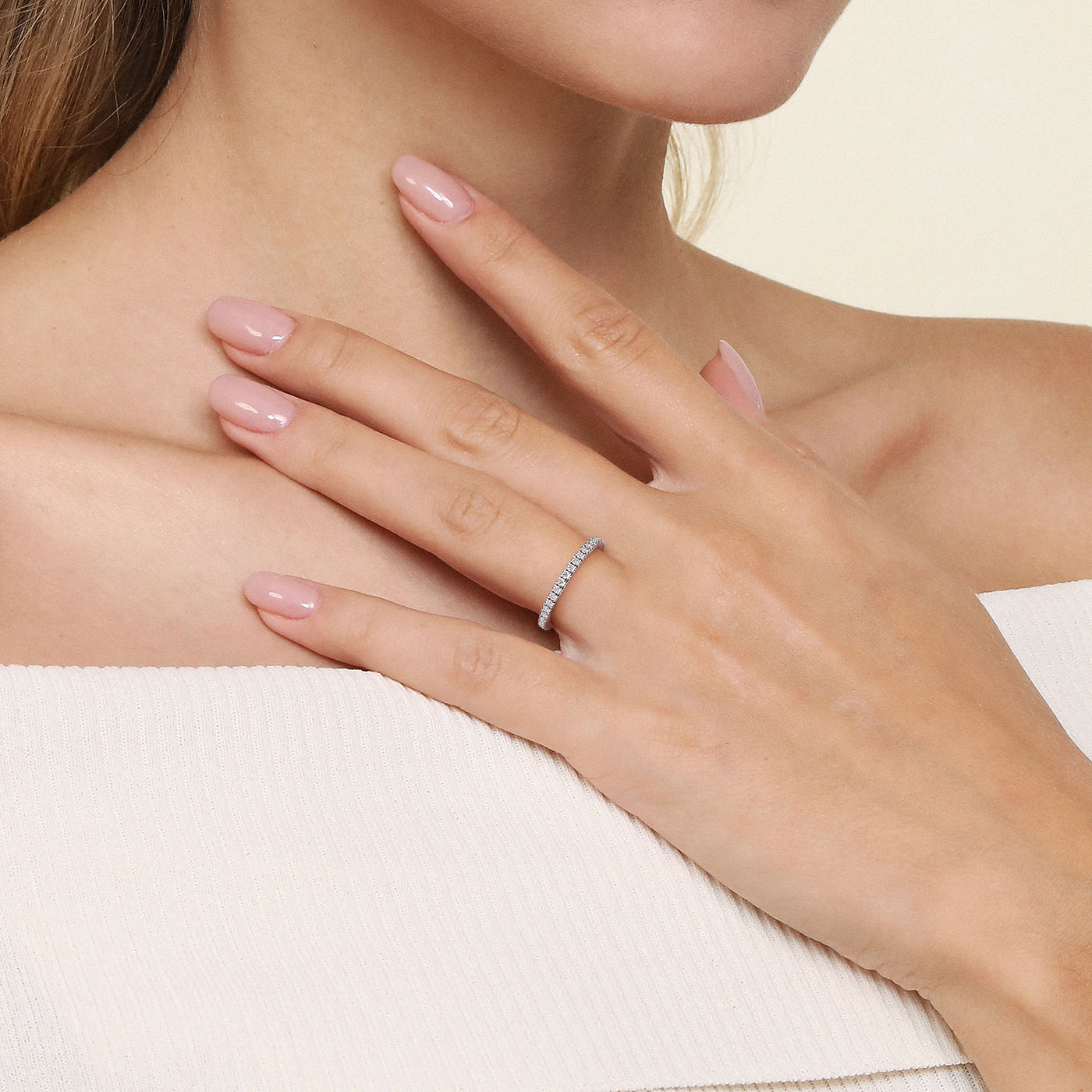 Gabriel 14K White Gold 0.376ctw Diamond Wedding Band