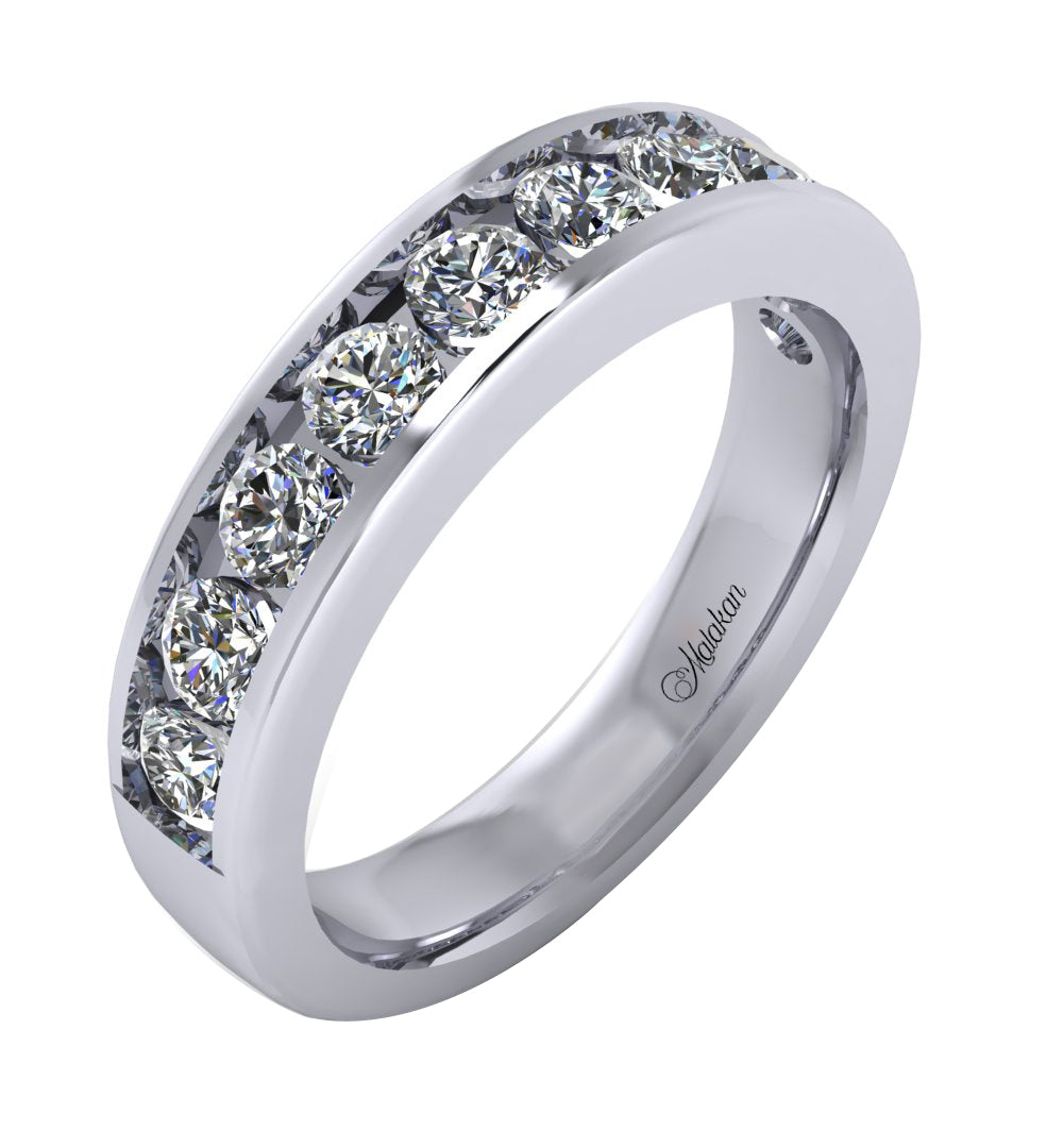 Malakan 14K White Gold 1.05ctw Diamond Wedding Band