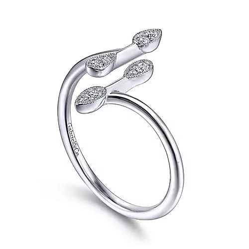 Gabriel 14K White Gold .10ctw Bypass Diamond Fashion Ring