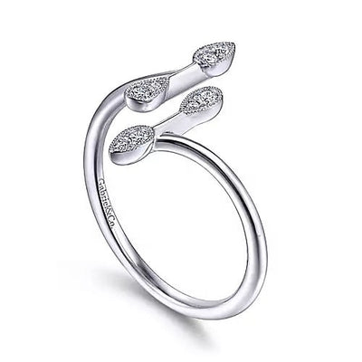 Gabriel 14K White Gold .10ctw Bypass Diamond Fashion Ring