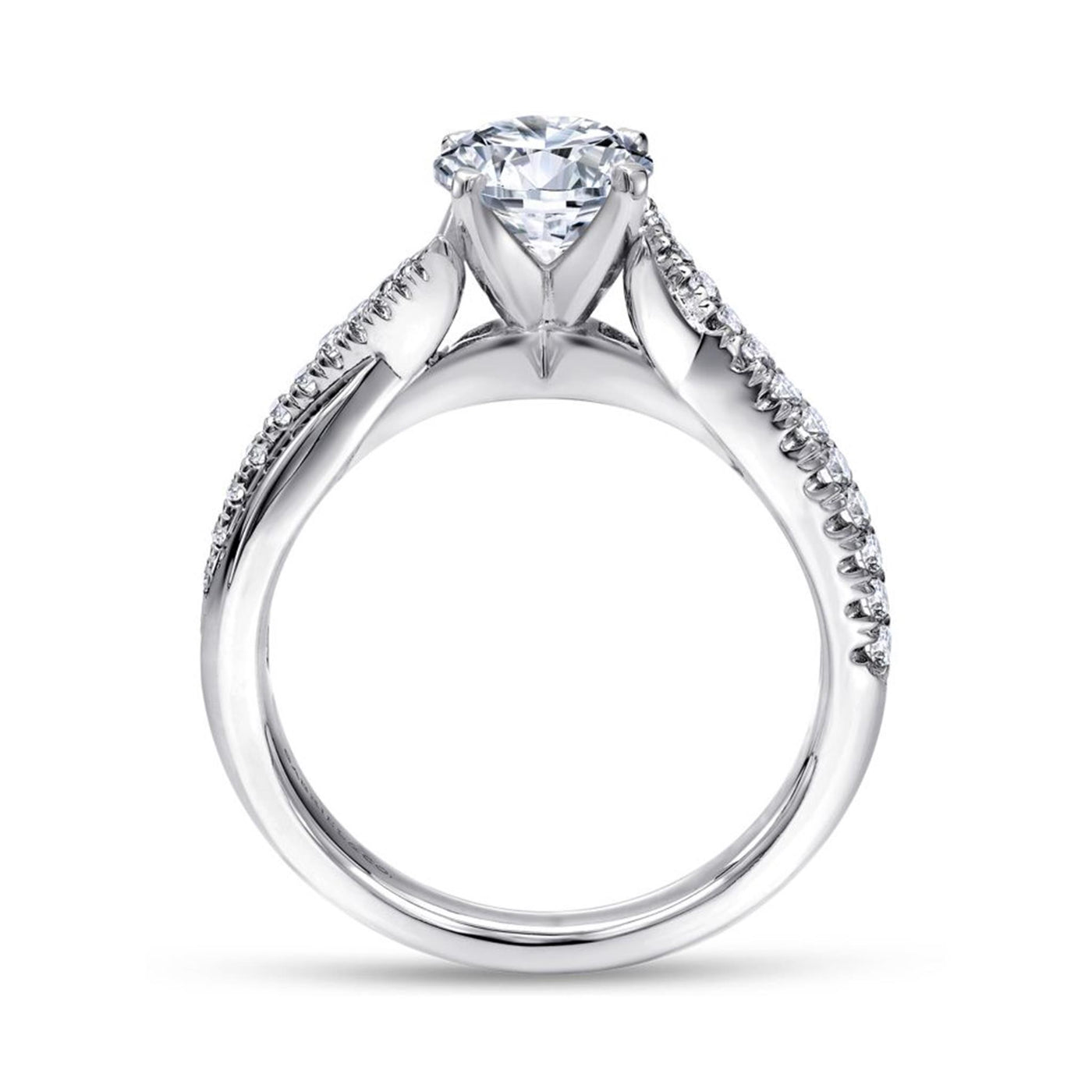 Gabriel 14K White Gold .19ctw 4 Prong Style Diamond Semi-Mount Engagement Ring