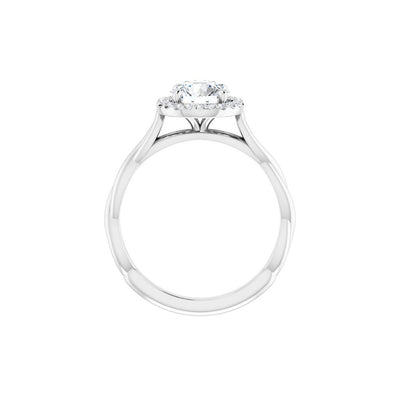 Ever & Ever 14K White Gold .13ctw Oval Halo Style Diamond Semi-Mount Engagement Ring