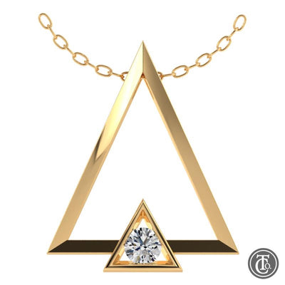 14K Yellow Gold 0.30ctw Bezel Set Geometric Style Diamond Pendant
