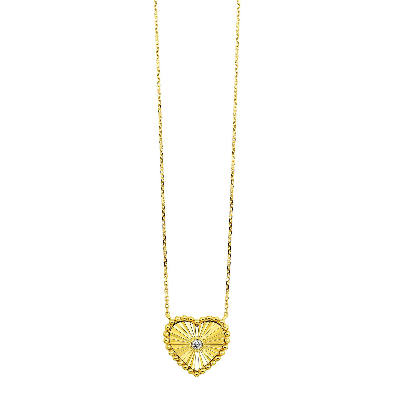10K Yellow Gold .02ctw Heart Style Necklace