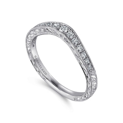 Gabriel 14K White Gold 0.247ctw Contoured Diamond Band