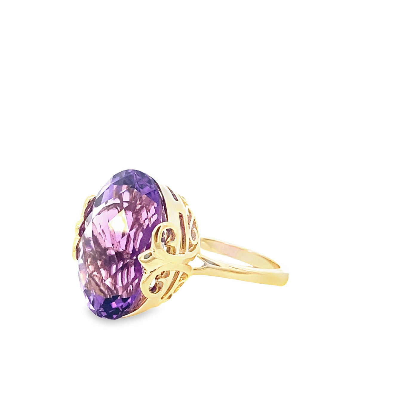 Estate 14K Yellow Gold 11.00ctw Solitaire Style Amethyst Ring