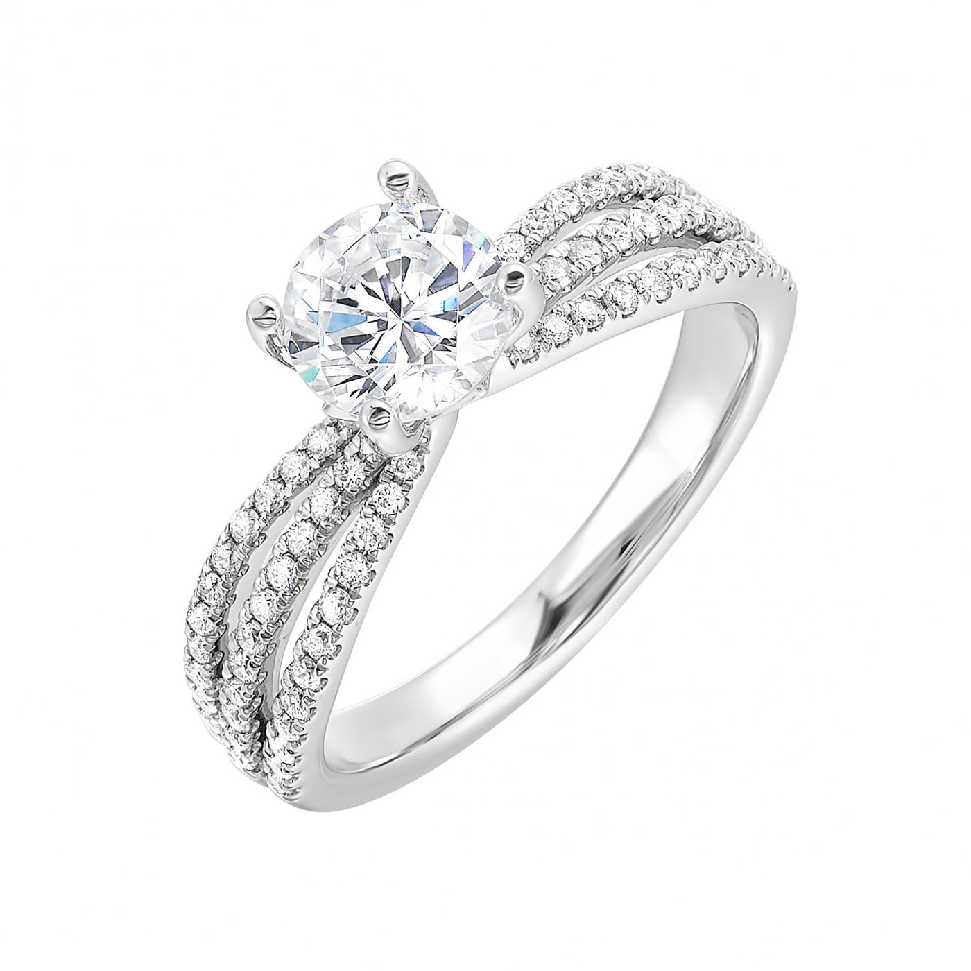 Thollot-Colorado Cut 14K White Gold .33ctw 4 Prong Style Diamond Semi-Mount Engagement Ring