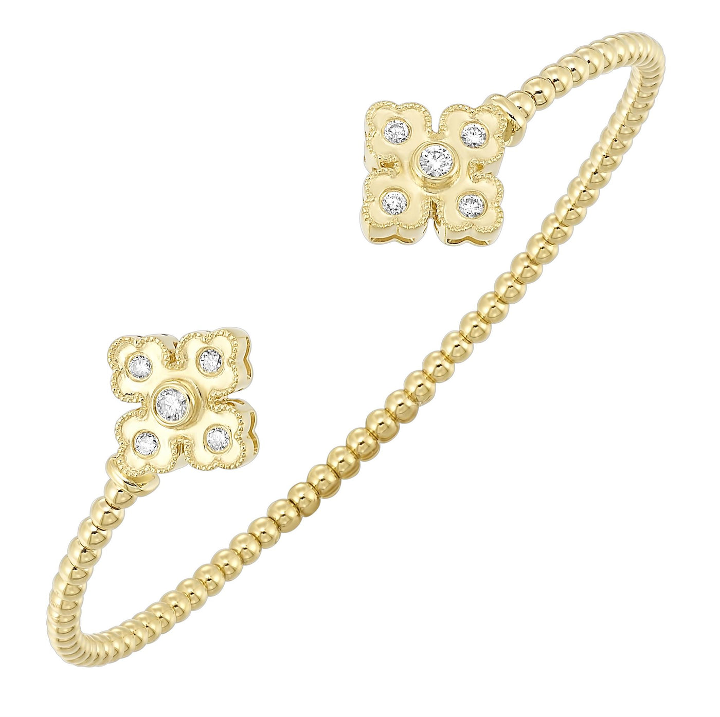 14K Yellow Gold .25ctw Medium Cuff Style Diamond Bracelet