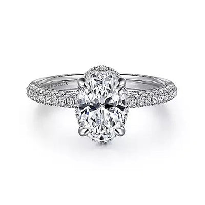 Gabriel - Contemporary Collection 14K White Gold .48ctw 4 Prong Style Diamond Semi-Mount Engagement Ring