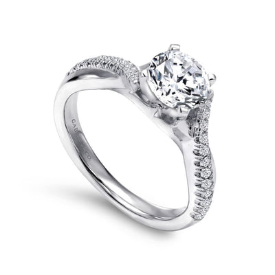 Gabriel 14K White Gold .19ctw 4 Prong Style Diamond Semi-Mount Engagement Ring